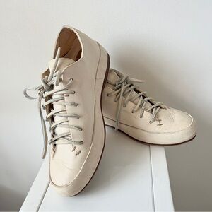 FEIT natural beige classic low top sneakers sewn by hand